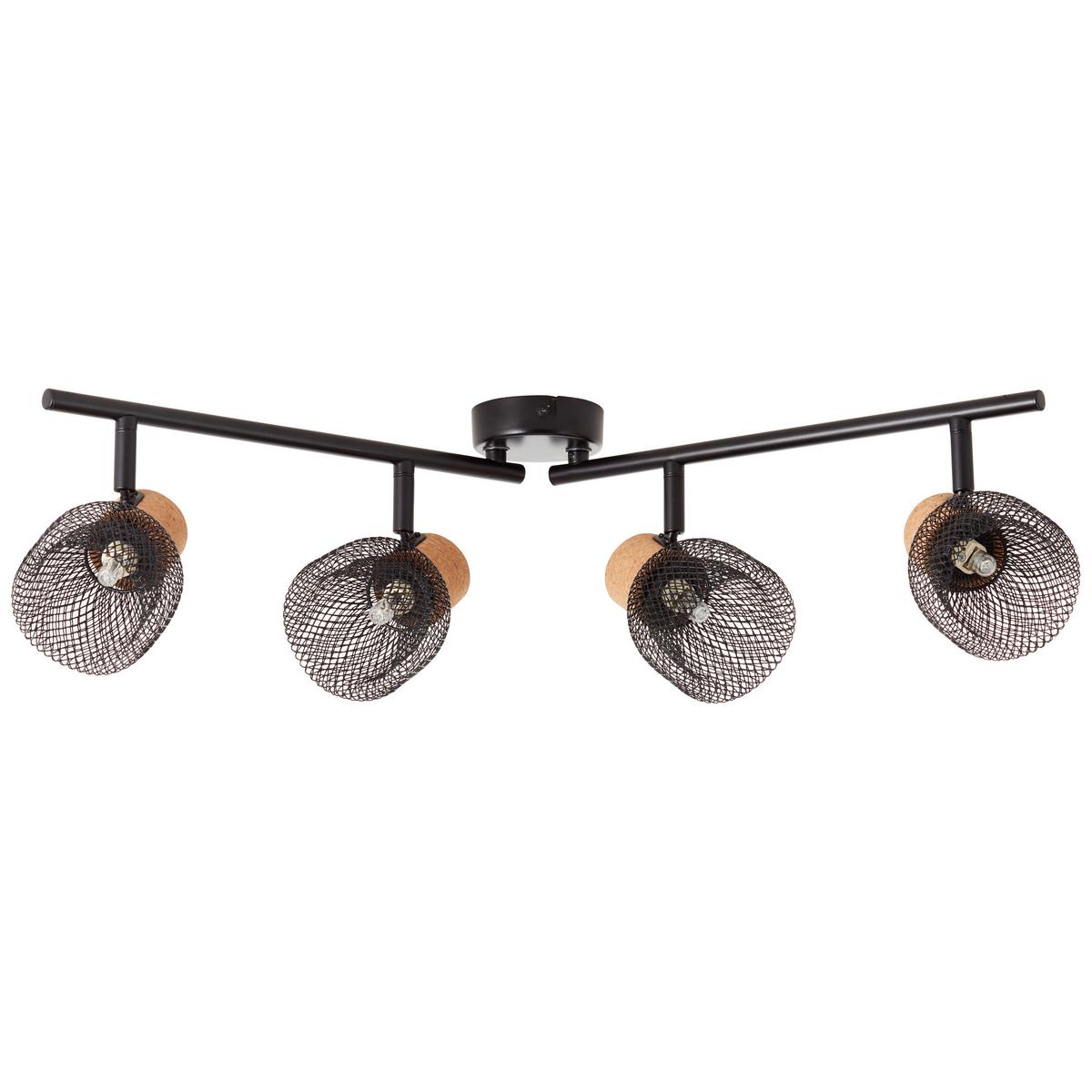 Deckenleuchte Flaka Schwenkbar - Schwarz, Natur, Holz/Metall (16,5/76,5/9cm) - Brilliant