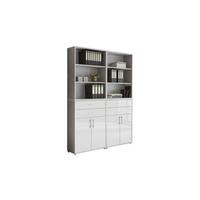 Aktenschrank Office Edition Grau/weiß Hg, B: 168,8 Cm - Weiß Hochglanz/Grau, MODERN, Holzwerkstoff (168,8/227,2/33cm) - MID.YOU