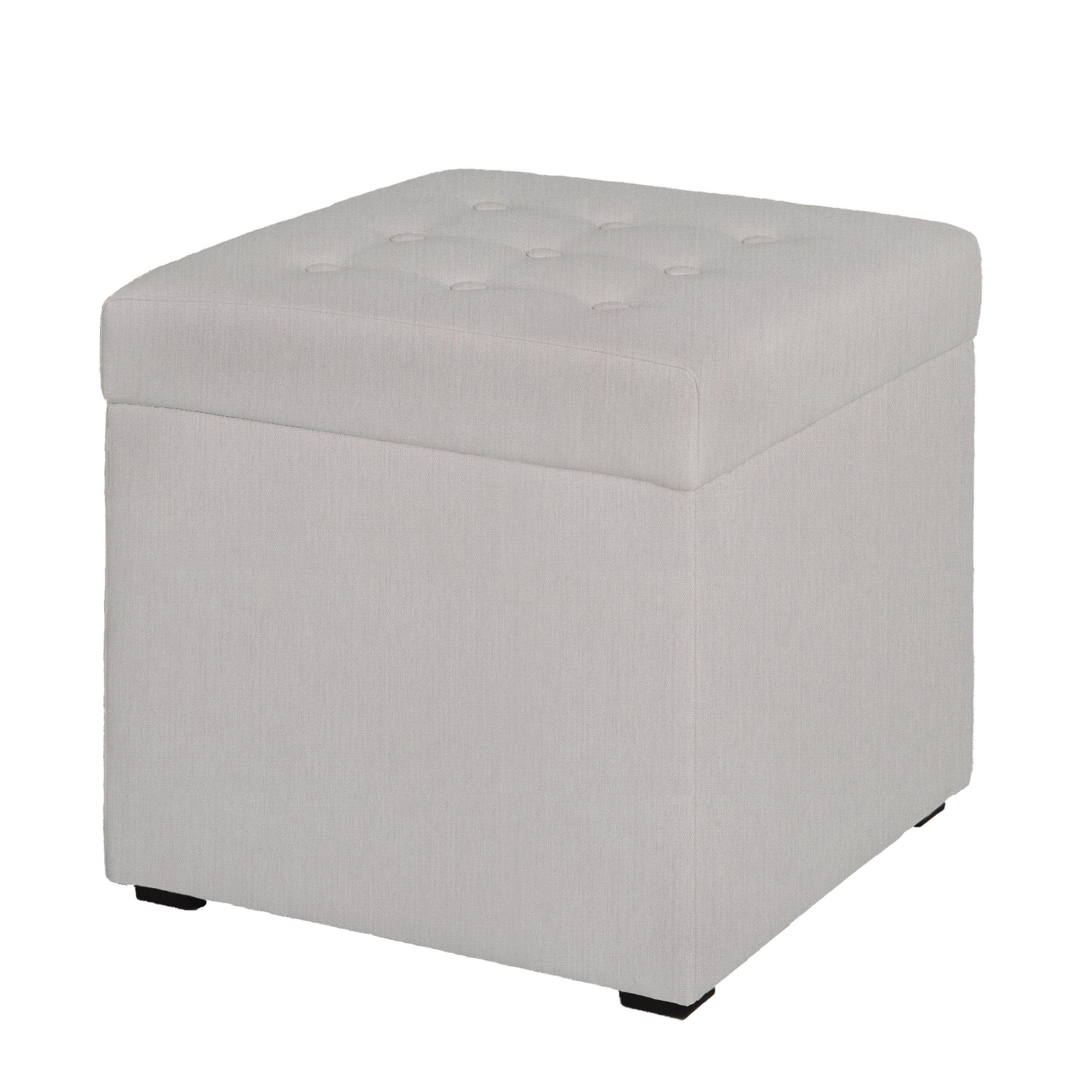 Sitzwürfel Pouf Welle S Mit Stauraum Hellgrau H: 45 Cm