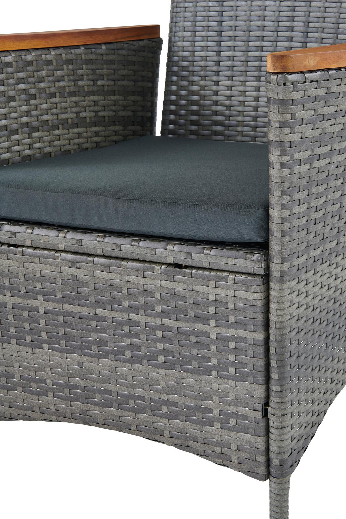 Gartengarnitur Korfu 7-teilig Aus Poly-Rattan Mit Kissen - Grau, MODERN, Holz/Kunststoff (150/90/75cm) - Luca Bessoni