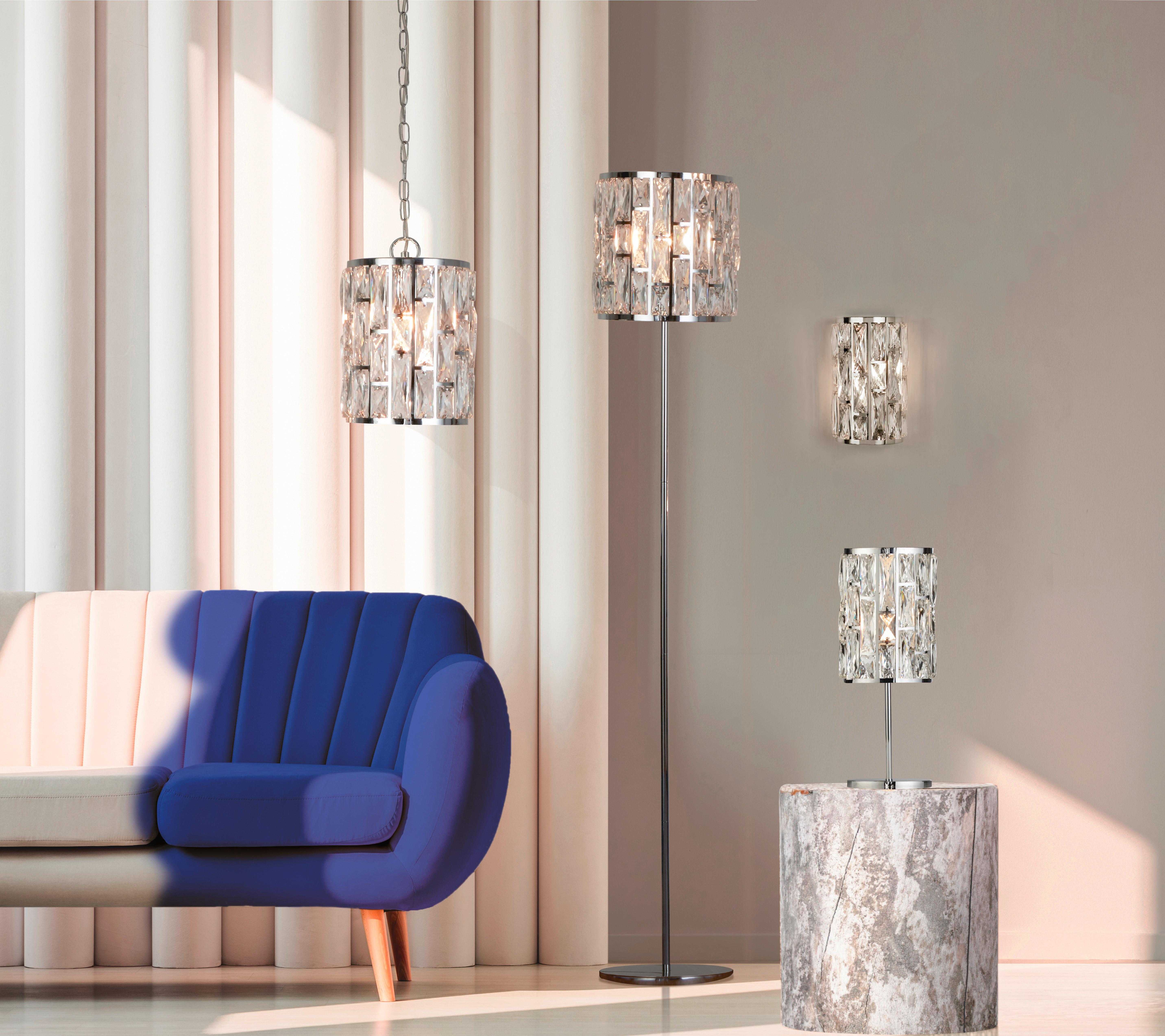 Hängeleuchte Bijou H: 152 cm 1-Flammig - Chromfarben, Design, Glas/Metall (22/31-152cm)