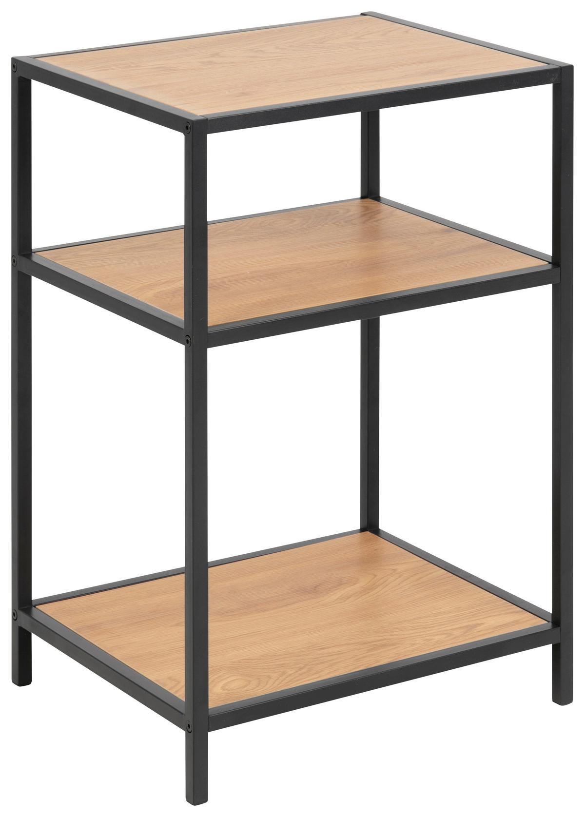 Prístavný/Nočný stolík Seaford - čierna/farba duba, Trend, kov/kompozitné drevo (42,0/63,0/35,0cm) - MID.YOU