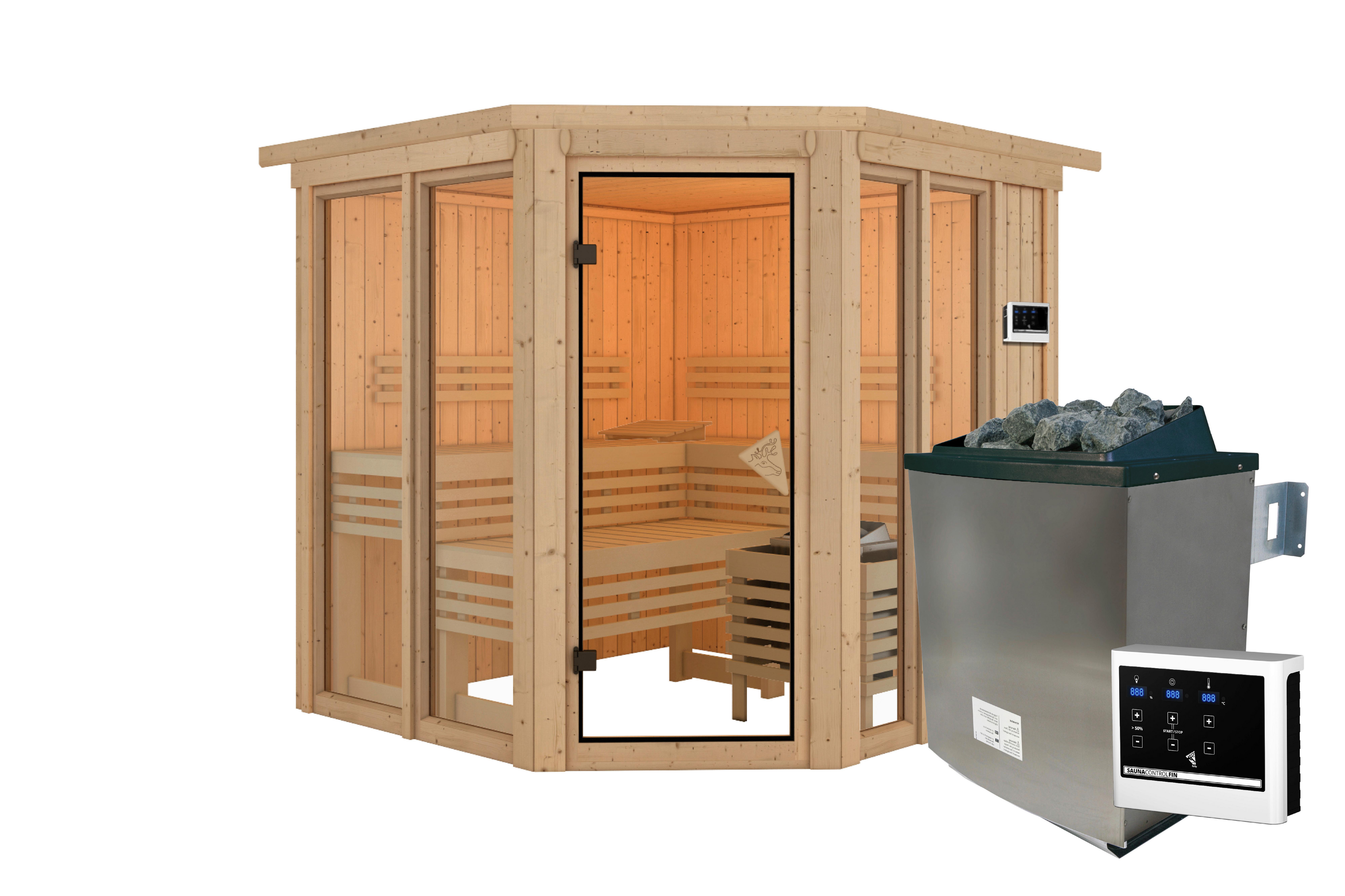 Sauna Kea 1 210/202/210 Cm - Fichtefarben, Basics, Holz (210/202/210cm)