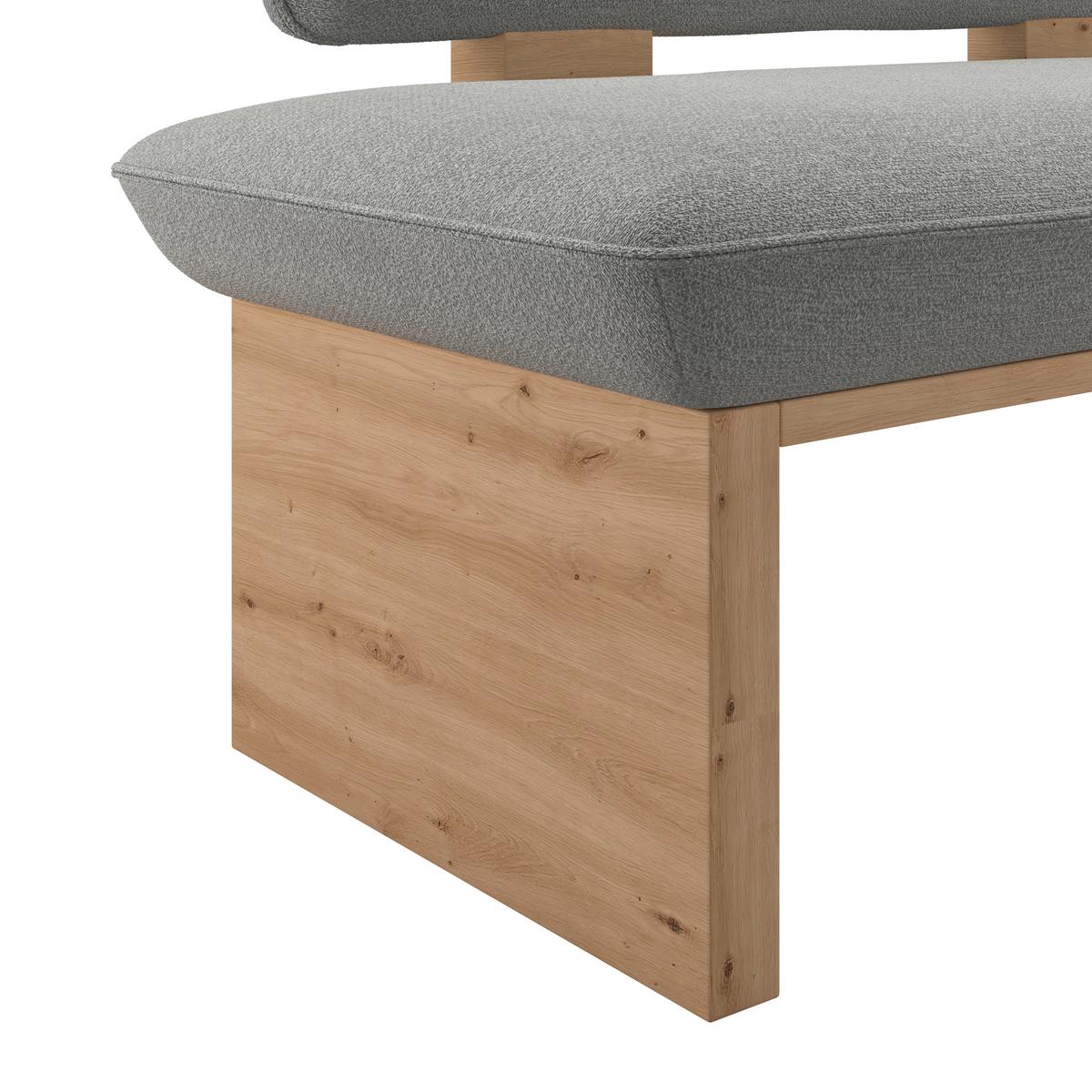 Sitzbank Beluna II Webstoff grau, B: 160cm - Eichefarben/Schwarz, KONVENTIONELL, Holzwerkstoff/Textil (160/87/67cm) - James Wood