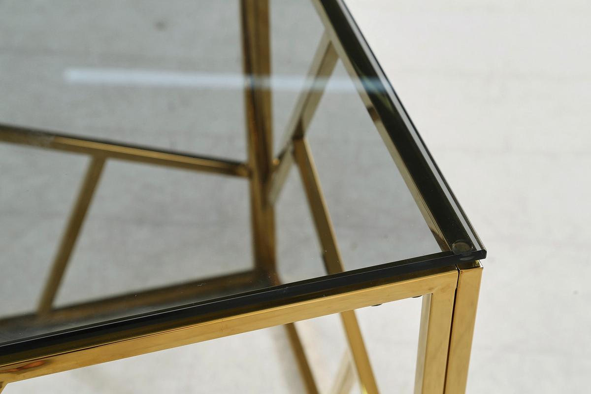 Beistelltisch Grau, Goldfarben L: 55 Cm - Goldfarben/Grau, Design, Glas/Metall (55/55/55cm) - Livetastic