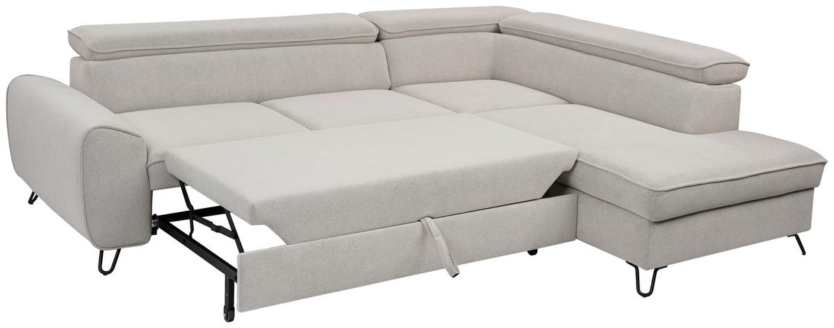 Rohová sedačka IDYLLA, pravá biela,úl.priestor,lôžko - čierna/biela, Design, kov/textil (250/200cm)