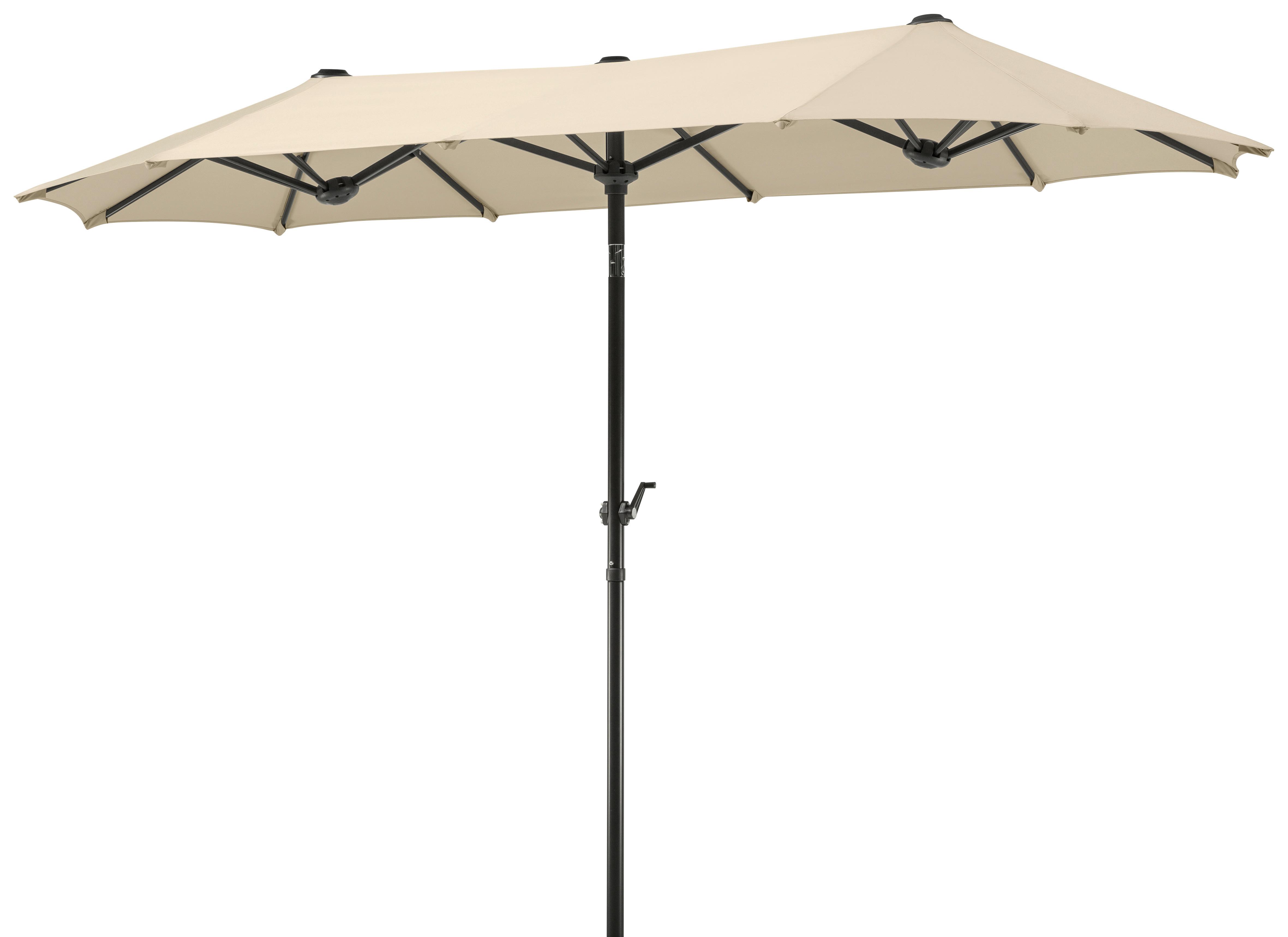 Doppelsonnenschirm Salerno BxHxT: 300x220x150cm Naturfarben - Anthrazit/Naturfarben, Basics, Textil/Metall (300/220/150cm) - Schneider