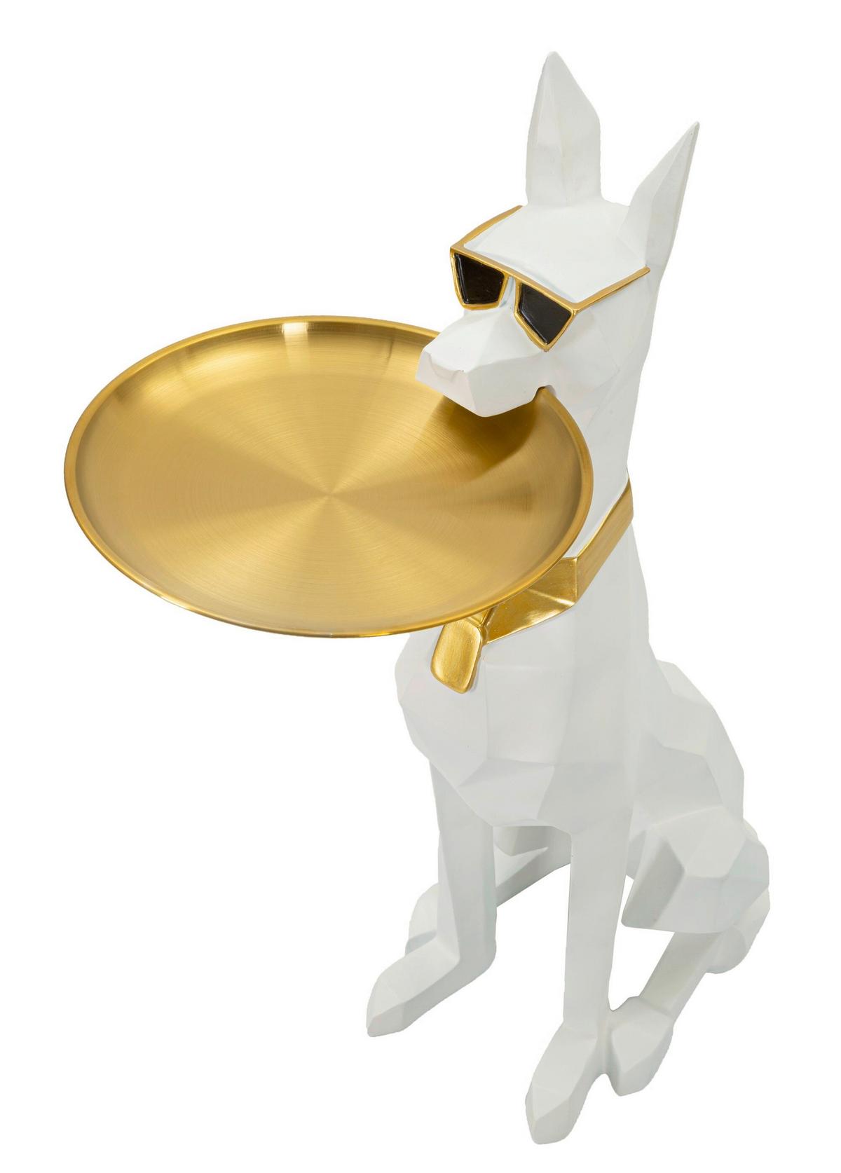 Skulptur Kunststoff/metall, Weiß/gold - Basics, Kunststoff/Metall (31/73/22cm)