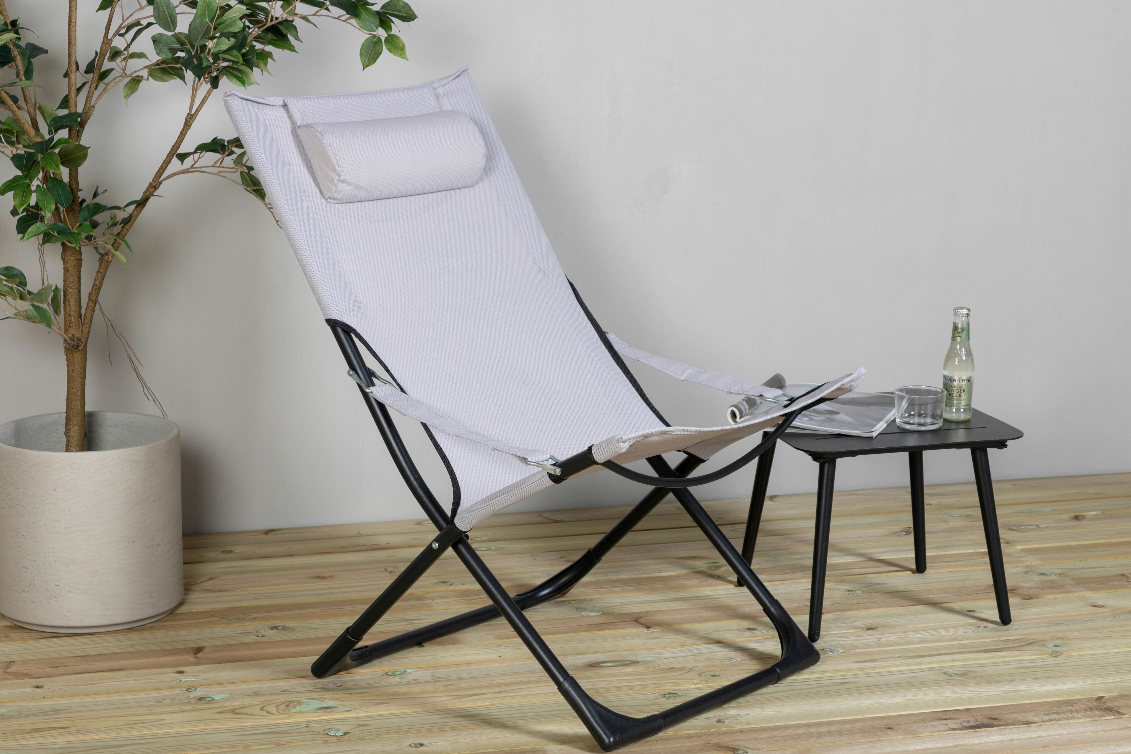 Strandsessel Seville Metall, Textil - Schwarz/Grau, KONVENTIONELL, Textil/Metall (63/89/84cm) - Gardenson