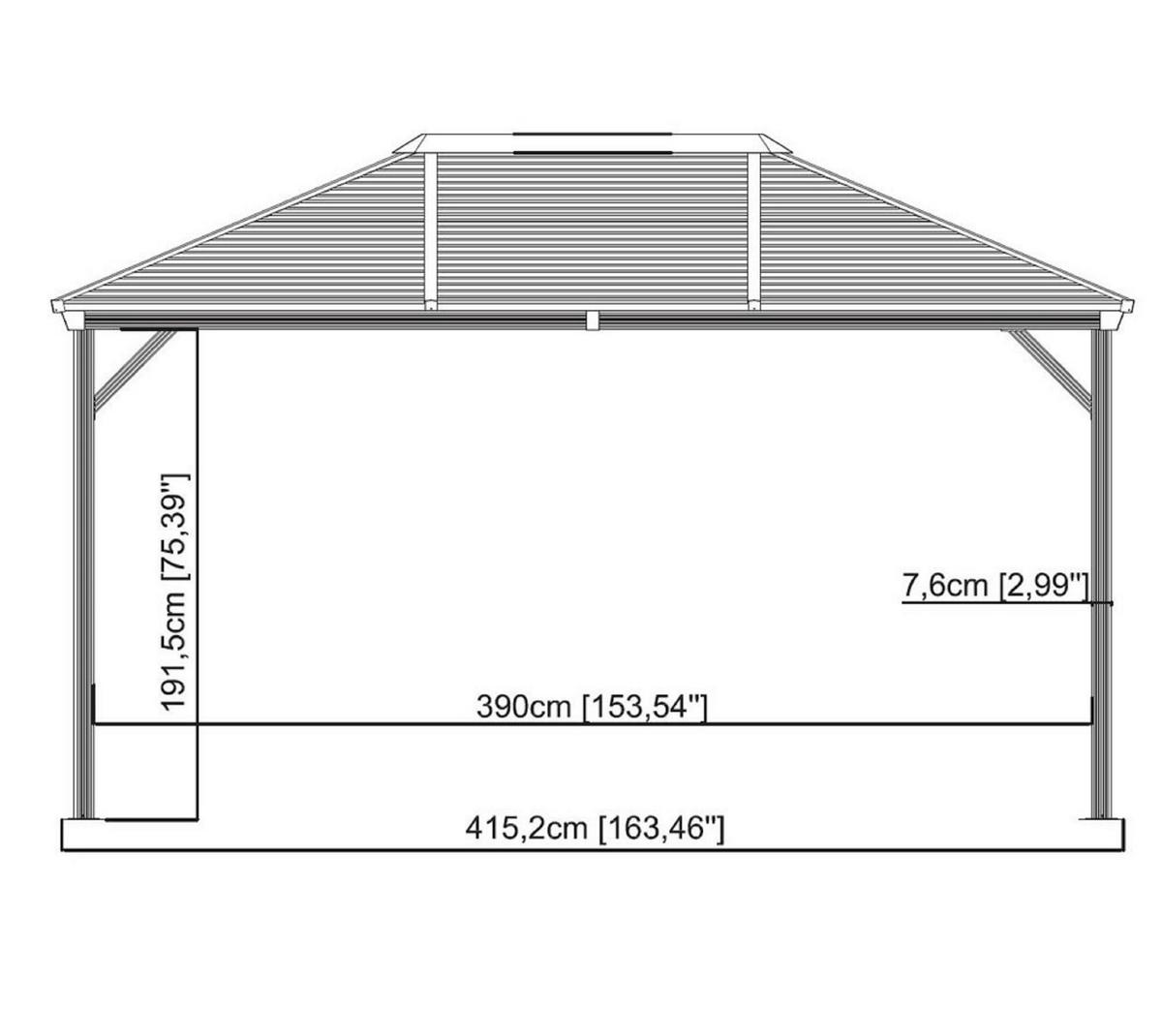 Pavillon Ventura 296x261x423cm Wetterfest - Anthrazit, Basics, Metall (296/261/423cm)
