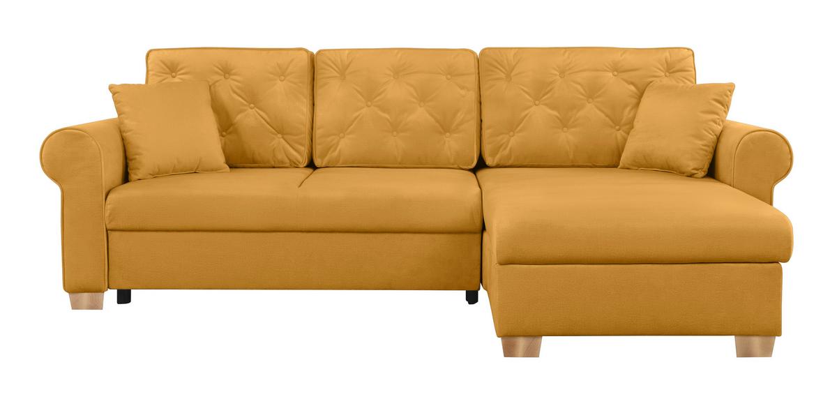Ecksofa Arles, Gelb 40 S: 266x161 Cm - Gelb/Buchefarben, Design, Textil (266/161cm) - MID.YOU