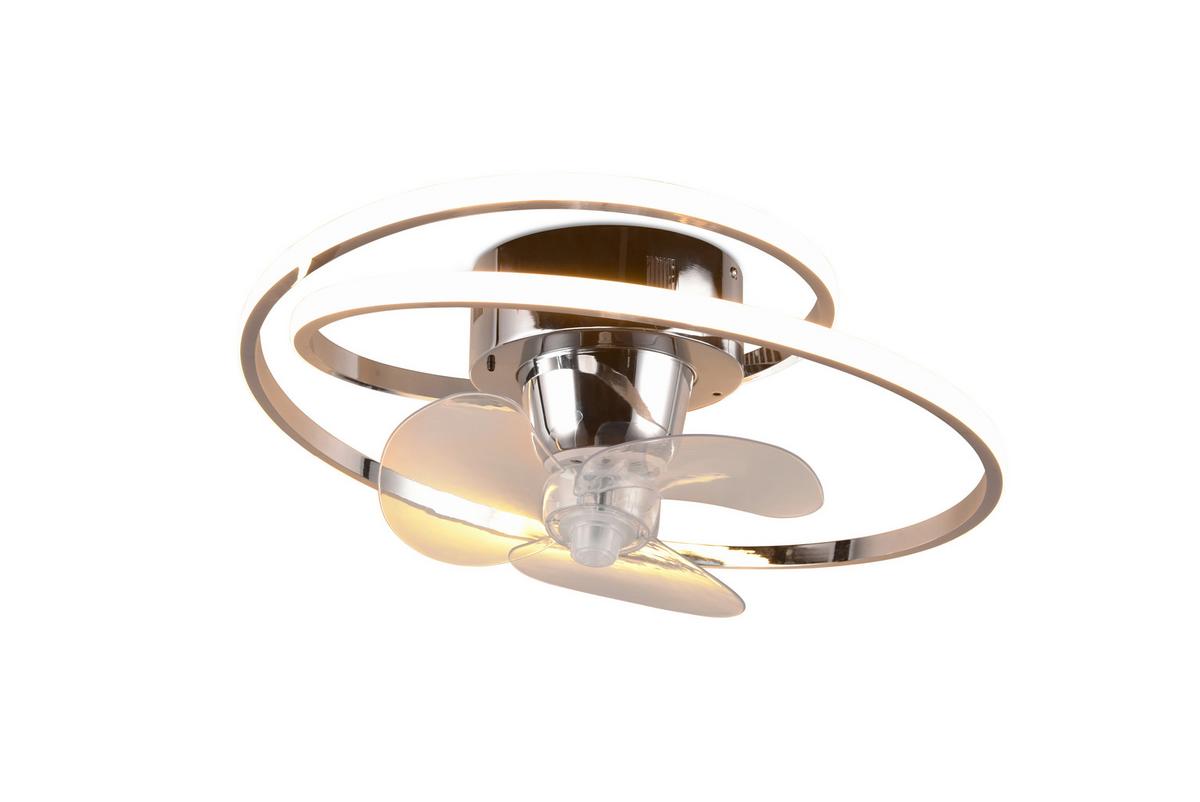 Deckenventilator Umea Chromfarben Transparent D:50cm - Chromfarben/Transparent, Design, Kunststoff/Metall (50/20cm)