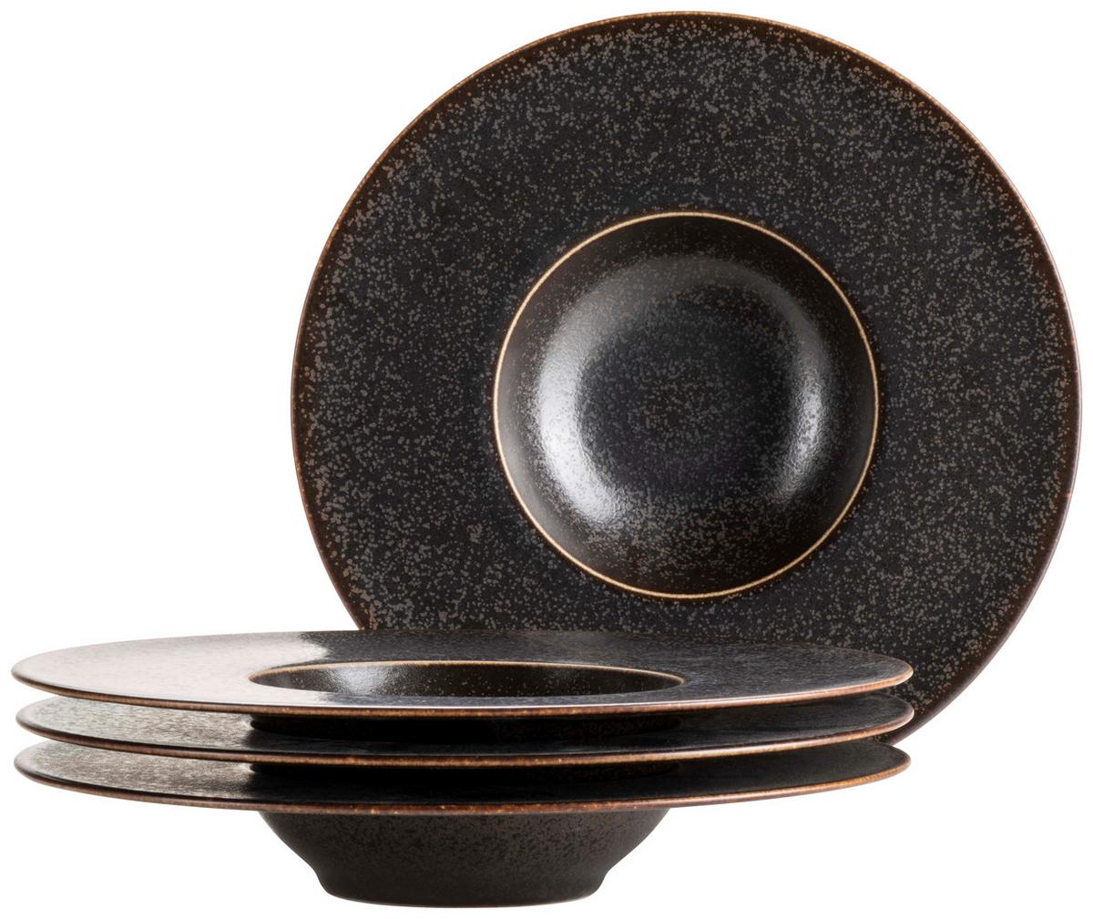 Tellerset Powerful Braun/schwarz, 4-Teilig - Schwarz/Braun, Trend, Keramik (25cm) - Mäser