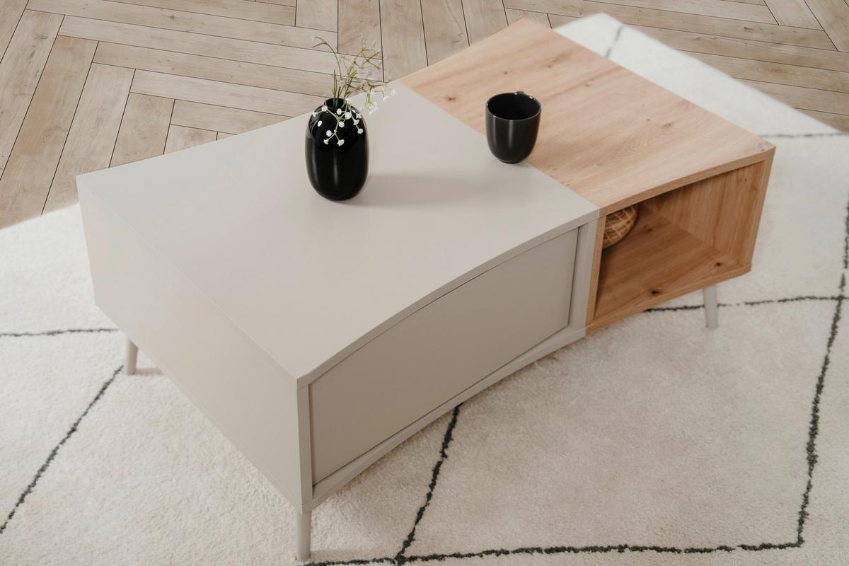 Couchtisch Sinop Sandfarben /Eiche Artisan Dekor L: 94cm - Sandfarben/Eiche Artisan, Design, Holzwerkstoff/Kunststoff (94/60/40cm) - MID.YOU