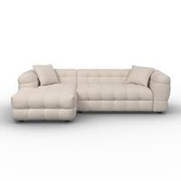 Sedací souprava MAGDA, oboustranná, bílé buklé - černá/krémová, Moderní, dřevo/textil (268/71/157cm) - Bessagi Home