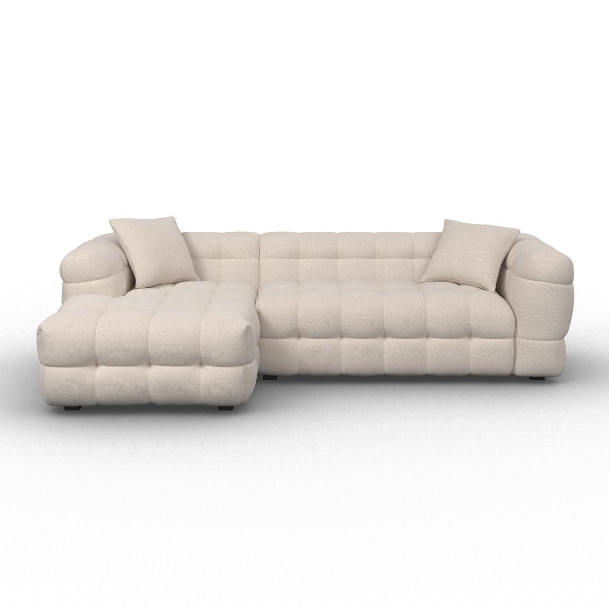 Sedací souprava MAGDA, oboustranná, bílé buklé - černá/krémová, Moderní, dřevo/textil (268/71/157cm) - Bessagi Home