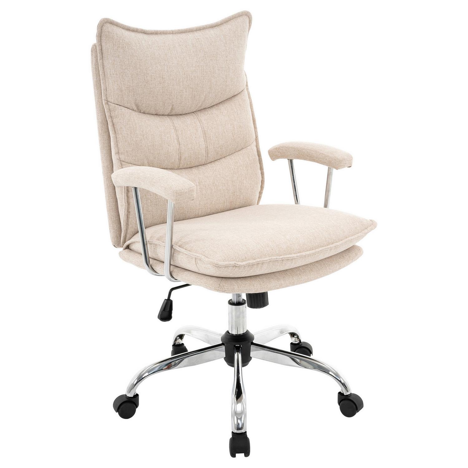 Drehstuhl Wien 2 Chromfarben, Beige 61x96-104x66 cm