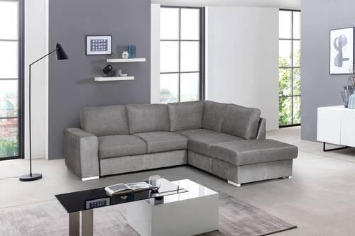 Ecksofa Mit Schlaffunktion Eddi Inkl. Bettkasten Grau - Chromfarben/Grau, KONVENTIONELL, Textil (248/213cm) - MID.YOU