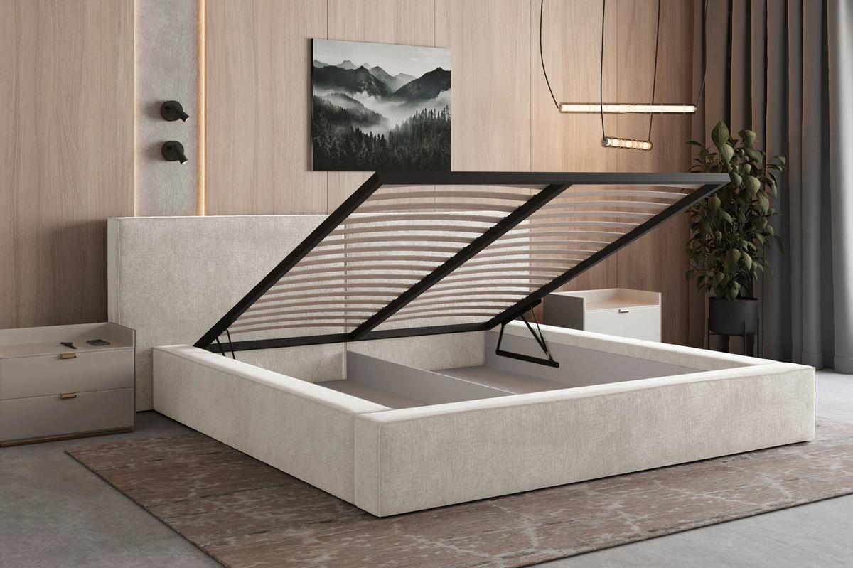POLSTERBETT Jasmine Creme 180x200cm - Creme/Schwarz, MODERN, Holz/Metall (180/200cm) - MID.YOU
