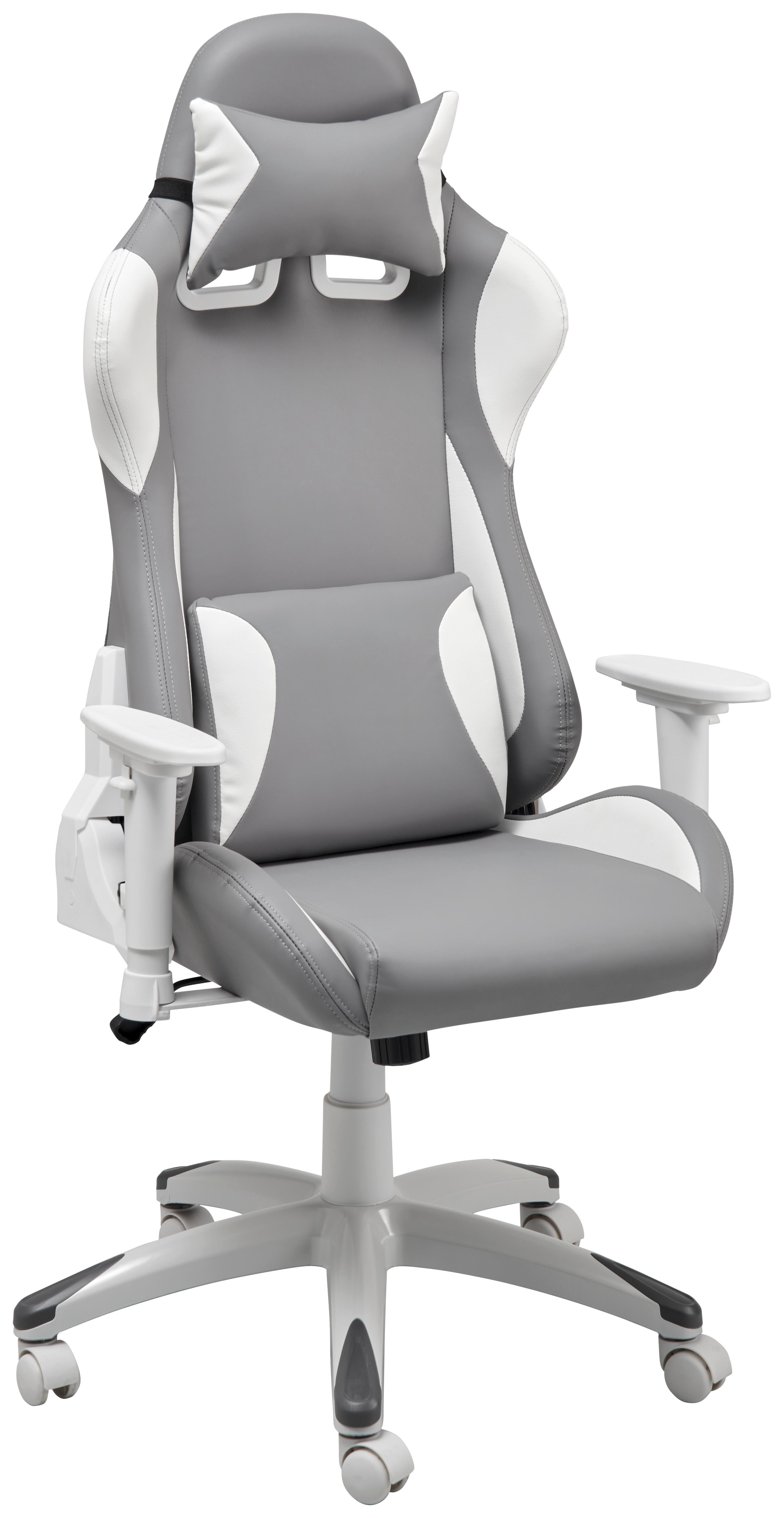 Gamingstuhl Racer - Weiß/Grau, MODERN, Kunststoff/Textil (66/126-134/59cm) - Livetastic