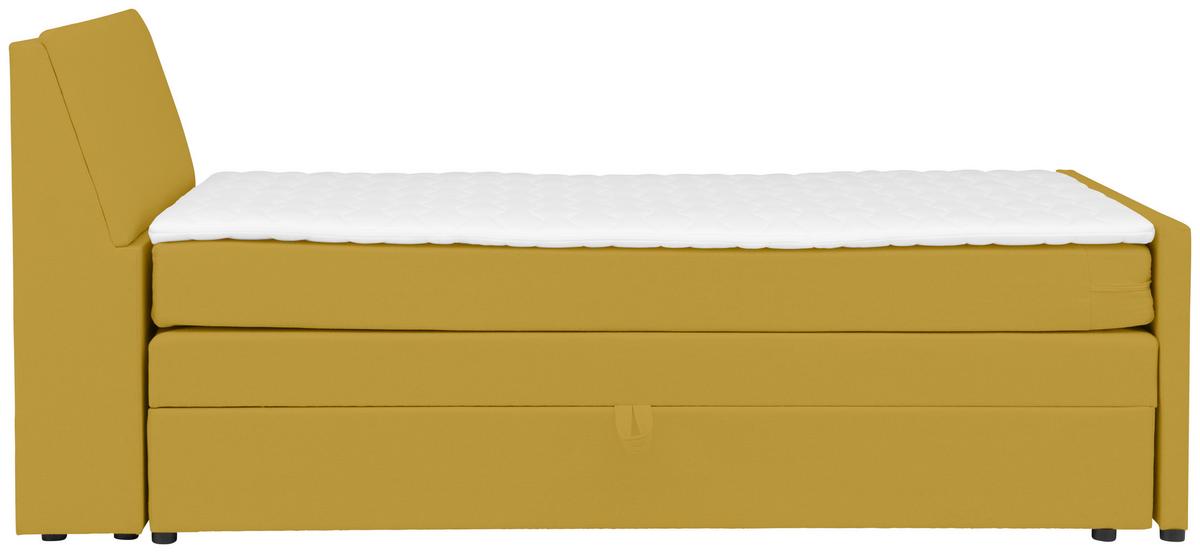 Boxspringbett Mit Bettkasten Nida 100x200 Cm Gelb - Gelb/Schwarz, MODERN, Holz/Textil (100/200cm) - MID.YOU