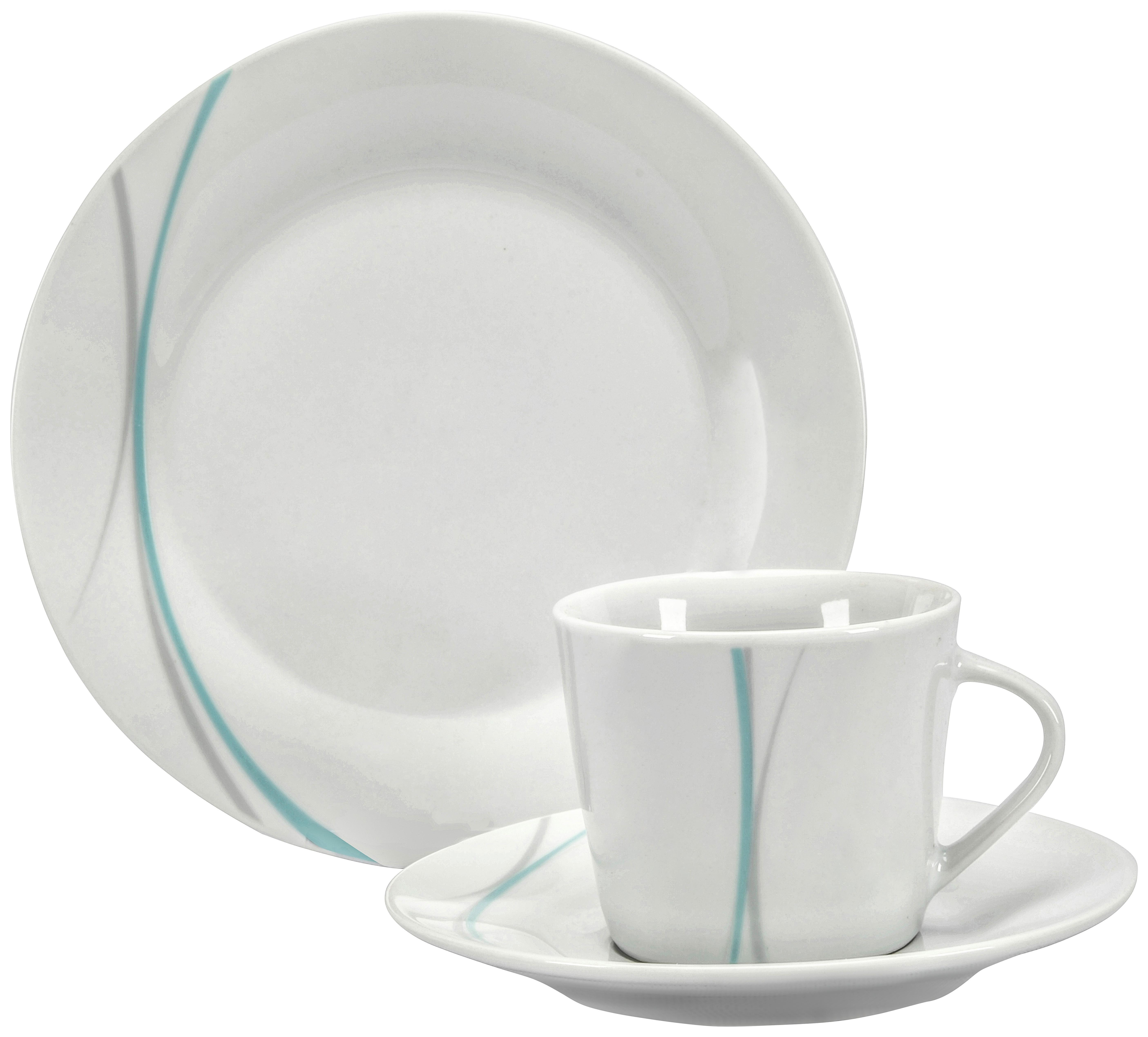 Kaffeeservice Modern Kitty für 6 Personen, 18tlg. - Blau/Weiß, KONVENTIONELL, Keramik - Luca Bessoni