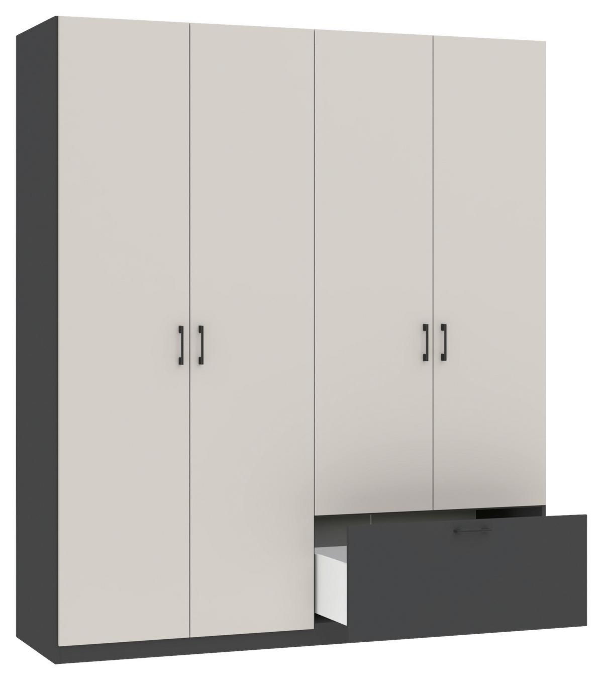 Drehtürenschrank Mit Schublade 180cm Mila Kaschmir/anthrazit - Kaschmir/Anthrazit, KONVENTIONELL, Holzwerkstoff (180/210/54cm)