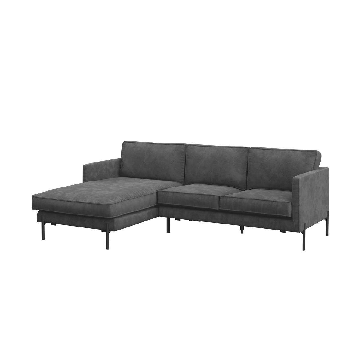 Ecksofa Yukon Dunkelgrau S: 154x232 Cm - Dunkelgrau/Schwarz, Trend, Textil (154/232cm) - Livetastic