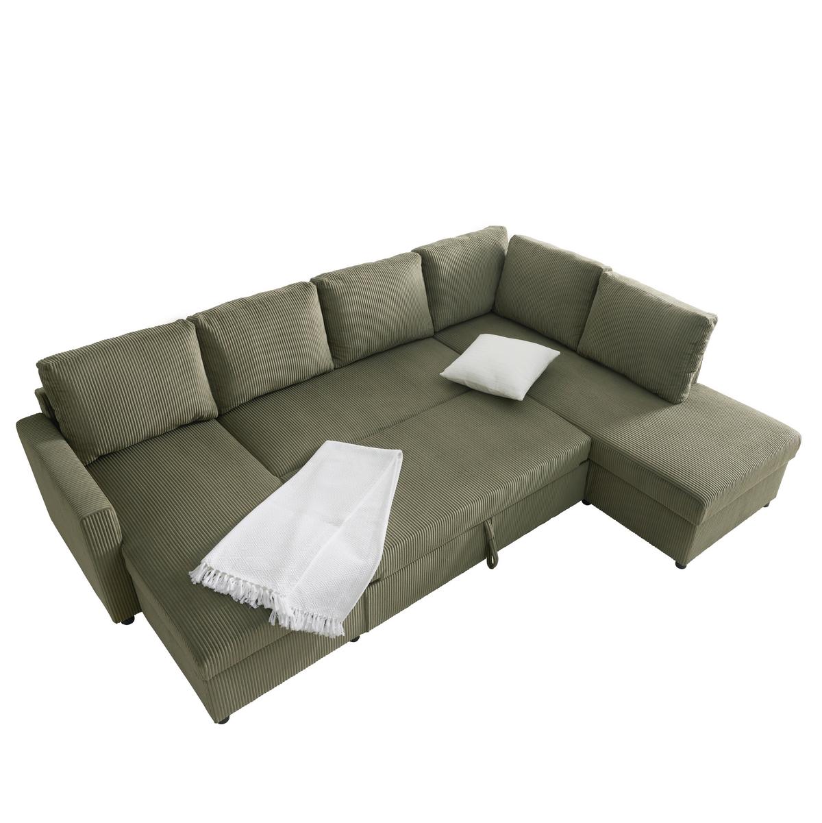 Sedacia súprava MARTINA U, pravá, zelený menčester - čierna/zelená, Modern, kov/drevo (276/89/204cm) - Mömax