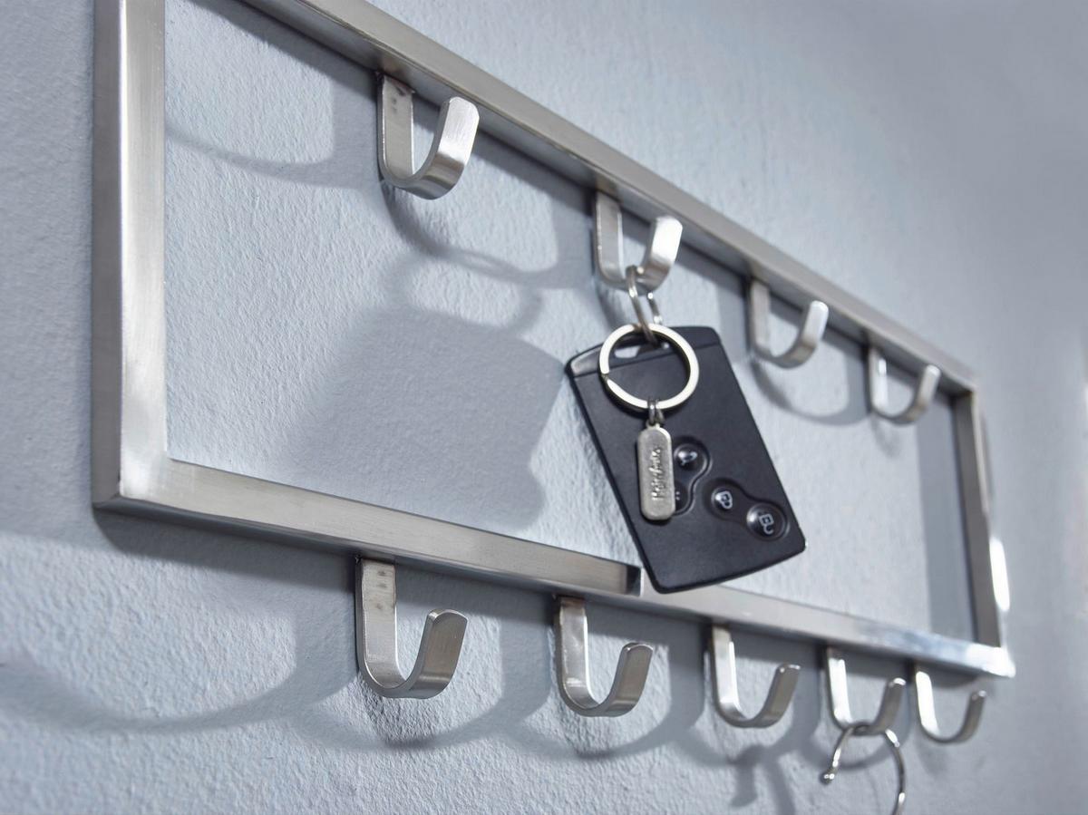 Wandgarderobe Wohnling Silberfarben B:50 cm - Silberfarben, MODERN, Metall (50/20/4cm) - MID.YOU