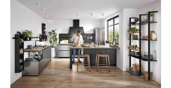 Eckküche Edelstahlfarben Gebürstet, Planbar Nach Maß - Edelstahlfarben, MODERN, Holzwerkstoff - Vertico