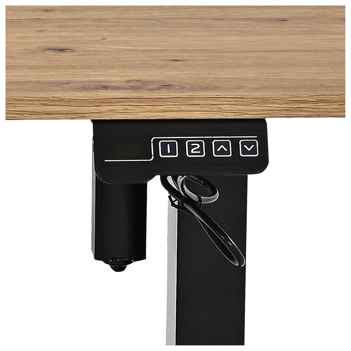 Schreibtisch Emil Schwarz/Eiche Artisan B: 120cm - Schwarz/Eiche Artisan, Trend, Holzwerkstoff/Metall (120/72-118/60cm)