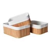 Sada košíkov Bamboo, 3ks/bal. - biela/béžová, kov/kompozitné drevo - Zandiara