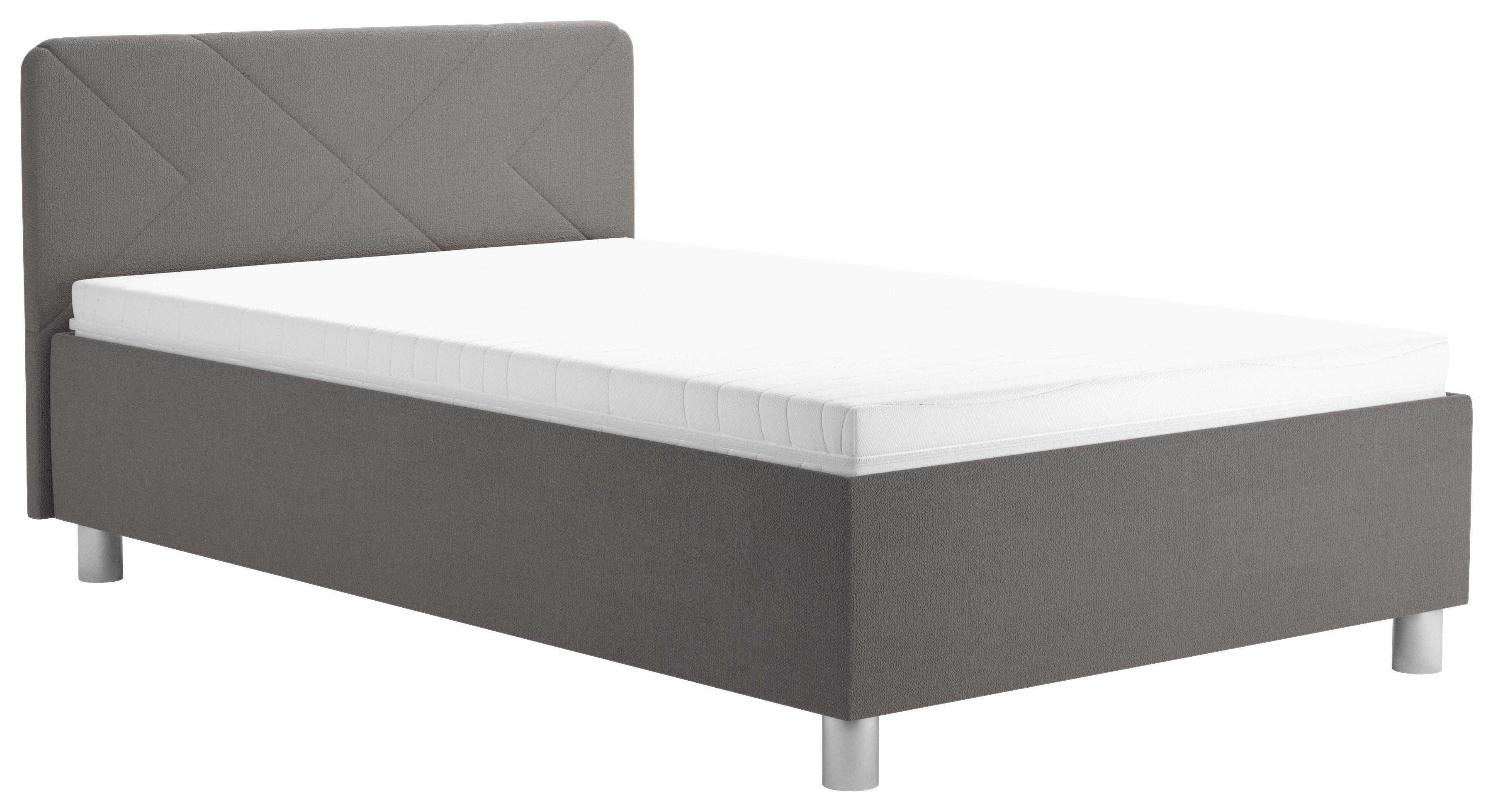ČALOUNĚNÁ POSTEL FLAVIA - barvy stříbra/hnědá, Moderní, kompozitní dřevo/textil (120/200cm)