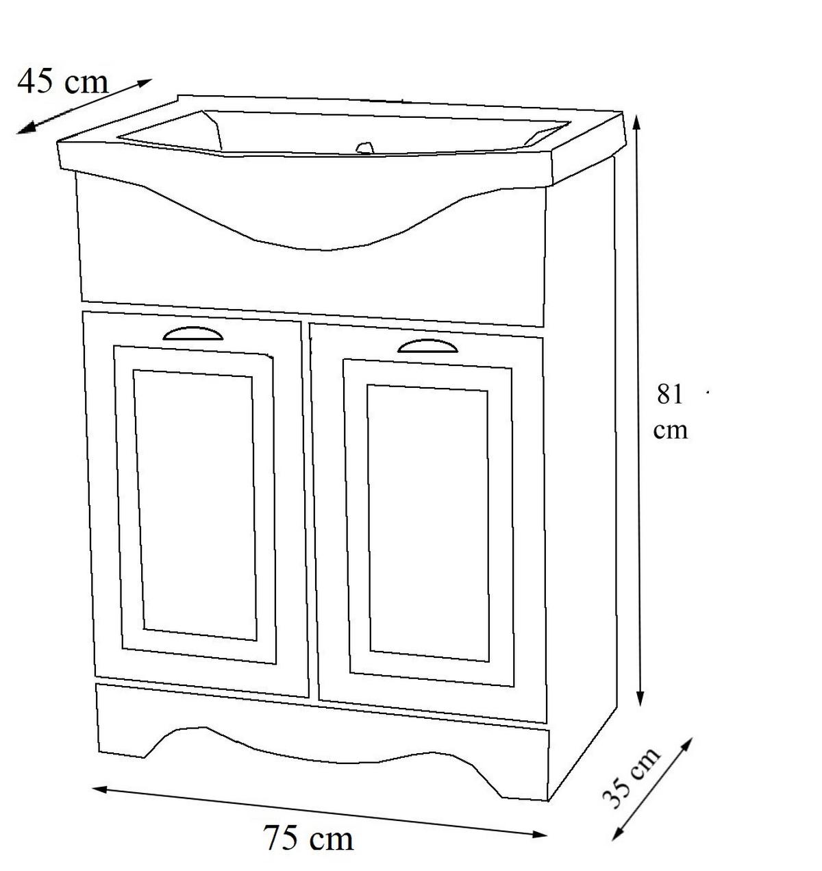 Waschtischkombi Casalo Xl - Weiß, MODERN, Keramik/Holzwerkstoff (75cm) - MID.YOU