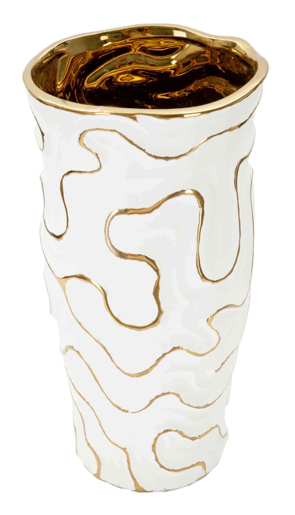 Vase Adore Weiß, Goldfarben B: 16 Cm - Goldfarben/Weiß, Basics, Keramik (16/32.5/16cm)