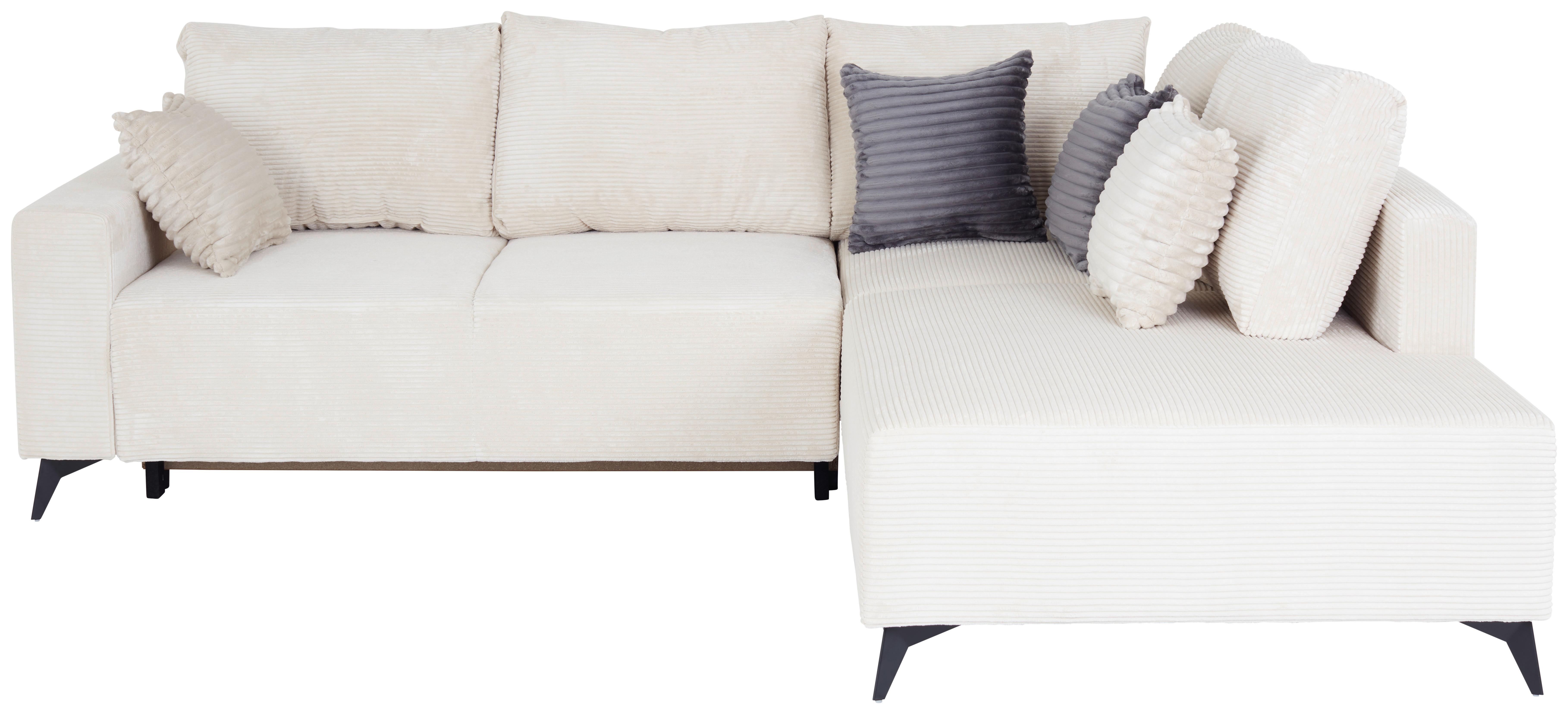Ecksofa Mit Schlaffunktion Viktor Creme Cord 270x212 Cm - Beige/Creme, MODERN, Textil (270/212cm)