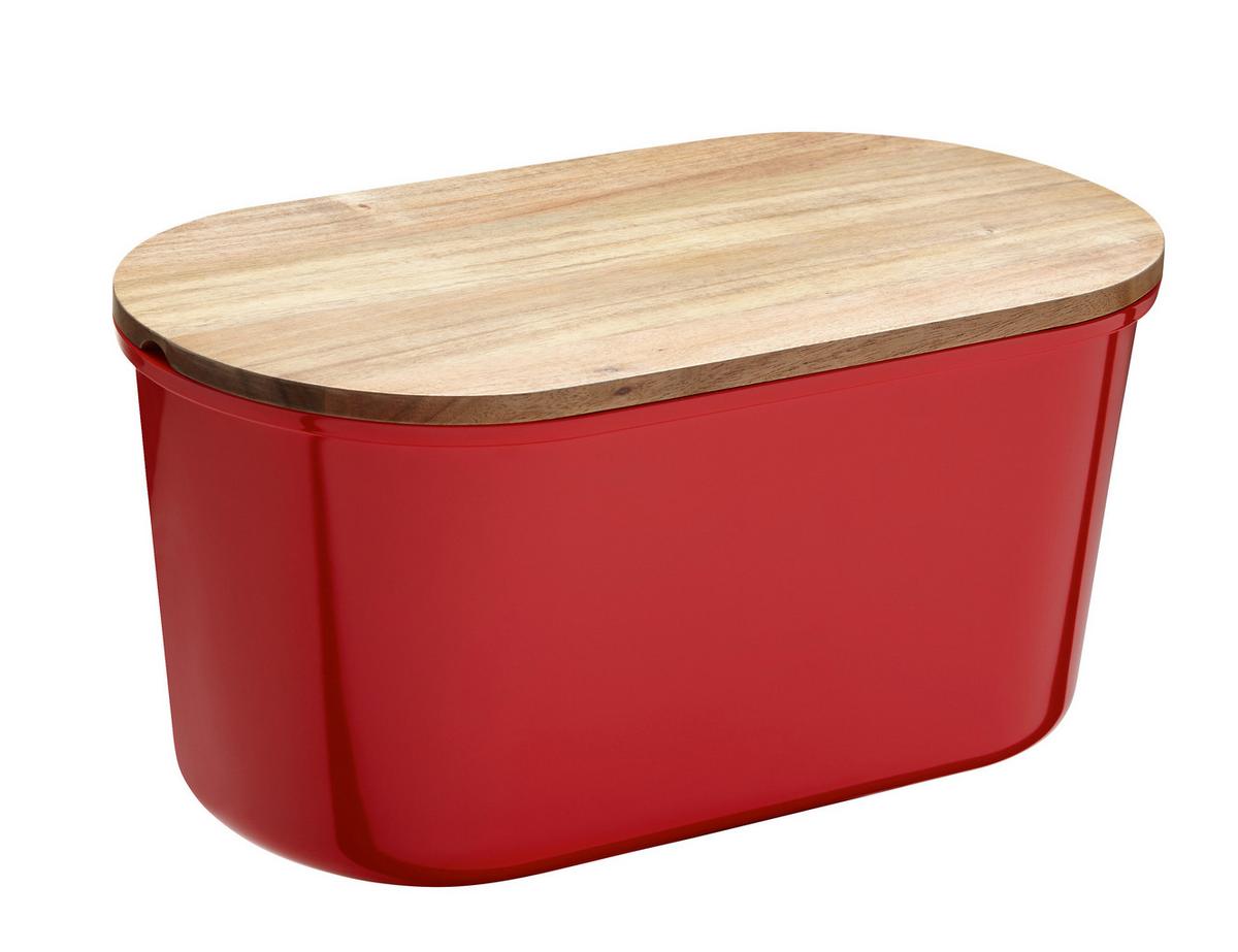 Brotbox Echtwerk Fresh - Rot/Akaziefarben, MODERN, Holz/Kunststoff (37/21,5/17,2cm) - Echtwerk