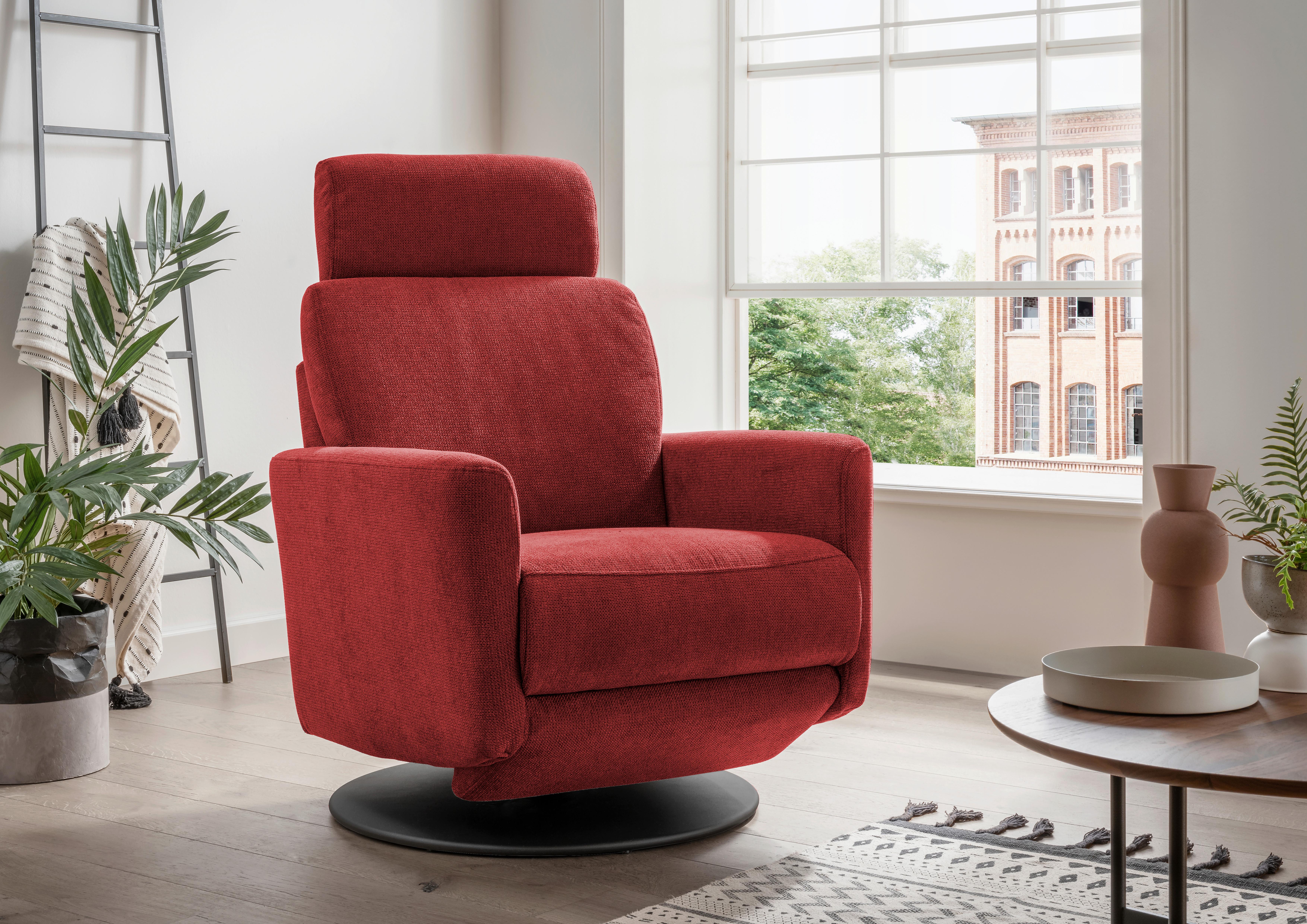 Relaxsessel Centrale T: 87-154 Cm, Rot - Rot/Schwarz, MODERN, Textil (77/105/87-154cm) - Livetastic