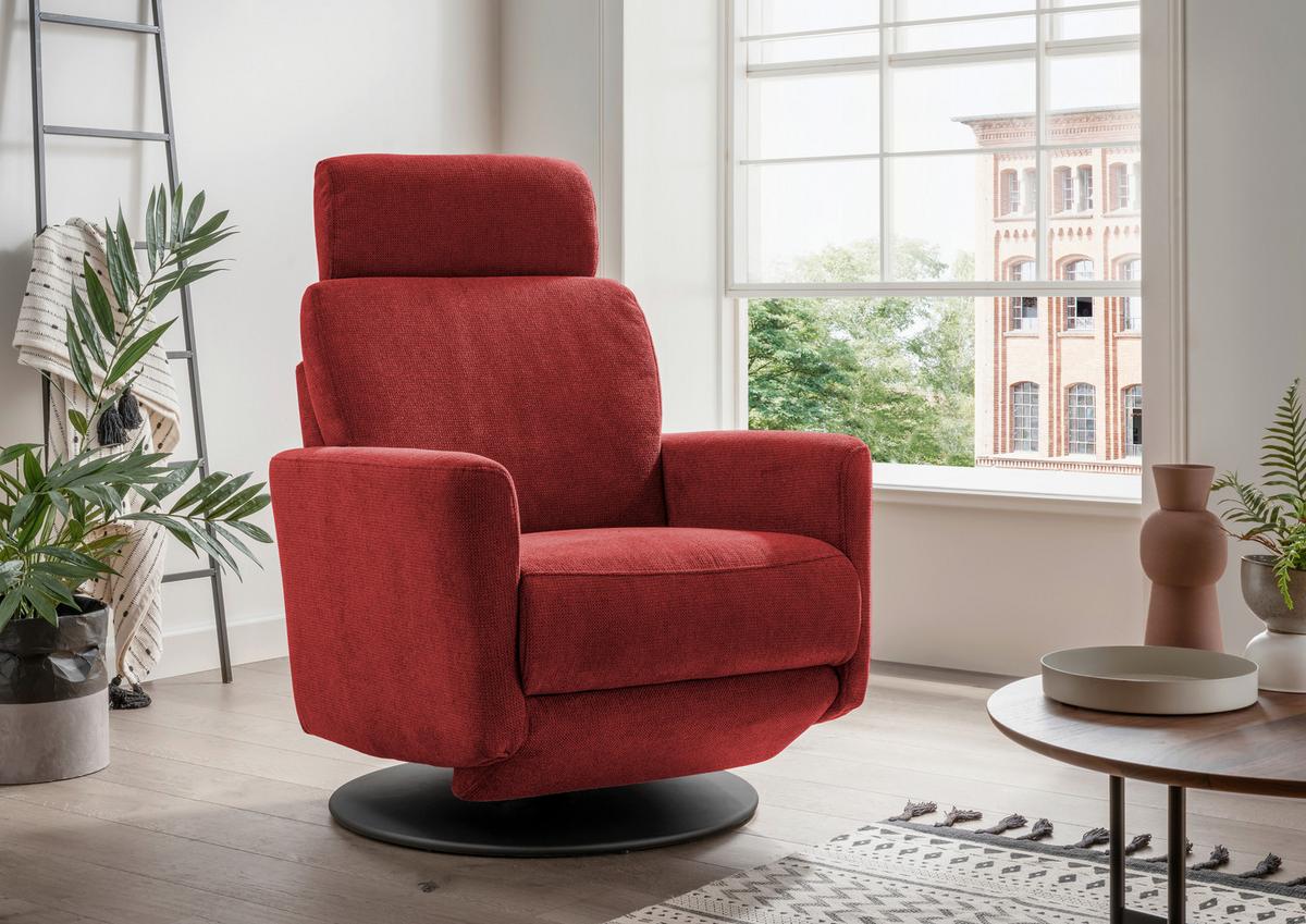 Relaxsessel Centrale T: 87-154 cm, Rot - Rot/Schwarz, MODERN, Textil (77/105/87-154cm) - Livetastic