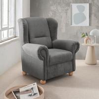 Ohrensessel Torello Graubraun B: 92cm - Wildeiche/Graubraun, KONVENTIONELL, Textil (92/102/89cm) - Livetastic