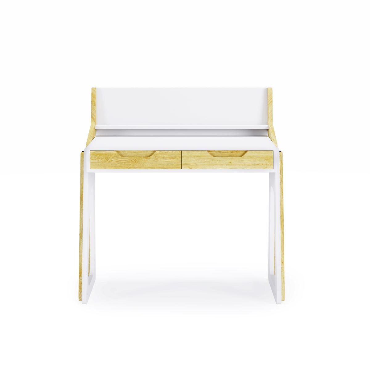 Schreibtisch Palmer Weiß Eichefarben L: 91 cm - Eichefarben/Weiß, Design, Holz/Holzwerkstoff (91/101/54cm) - MID.YOU