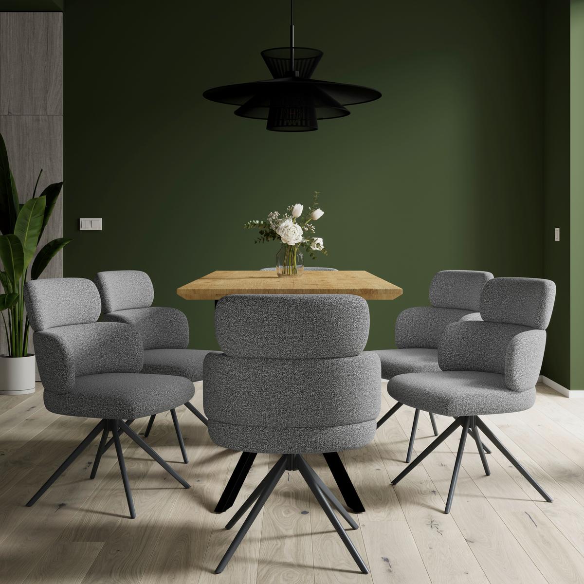 STOLIČKA S PODRÚČKAMI KARO - čierna/sivá, Modern, kov/textil (58/88/65cm) - Bessagi Home