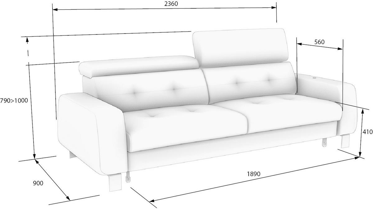 Kanapéágy Malcolm Hellgrau - világosszürke, Basics, textil (236/79-100/90cm) - MID.YOU