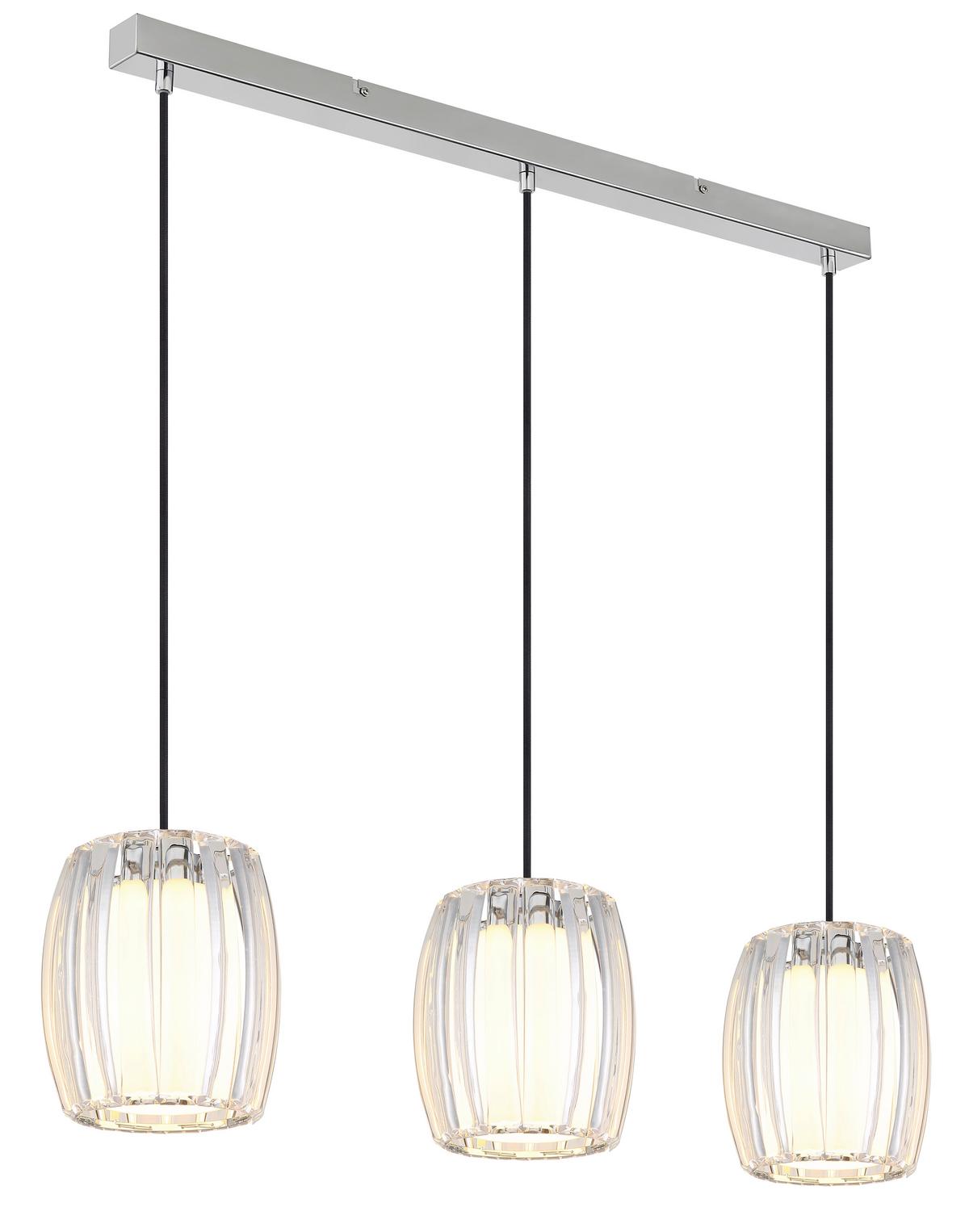 Hängeleuchte Exkl. 3xe27, 60w - Klar/Opal, Design, Glas/Kunststoff (86/18/120cm) - Globo