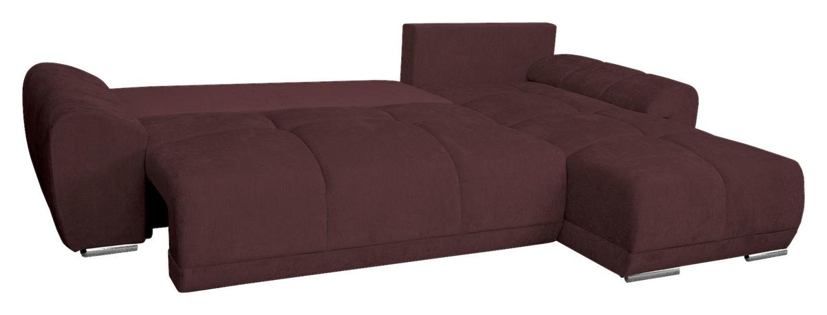 ECKSCHLAFSOFA Ramon, Dunkelrot S: 296x182 cm - Chromfarben/Beige, Trend, Textil (296/182cm)