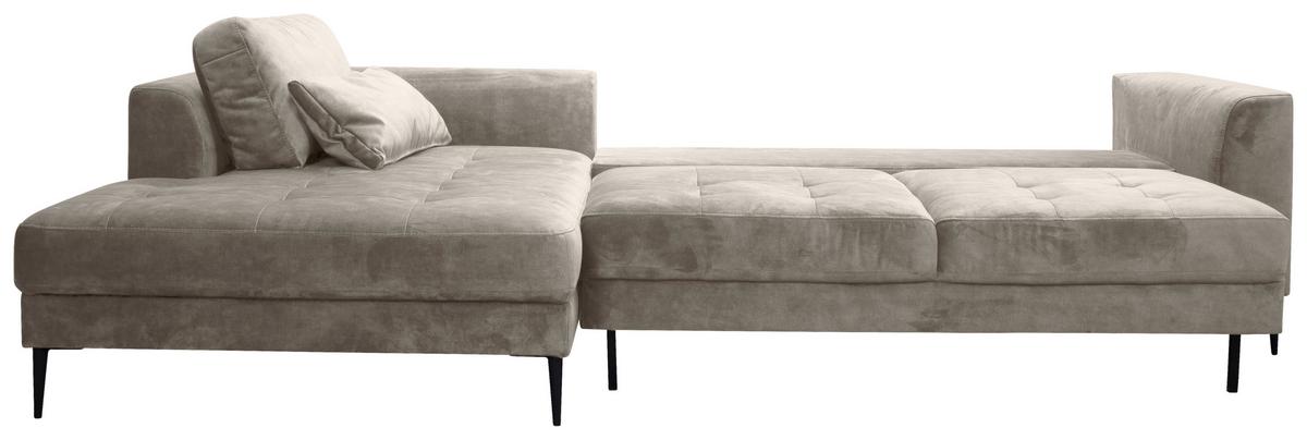 Ecksofa Mit Schlaffunktion & Bettkasten Luzi Hellgrau - Hellgrau/Schwarz, MODERN, Textil (168/280cm) - Trendmanufaktur