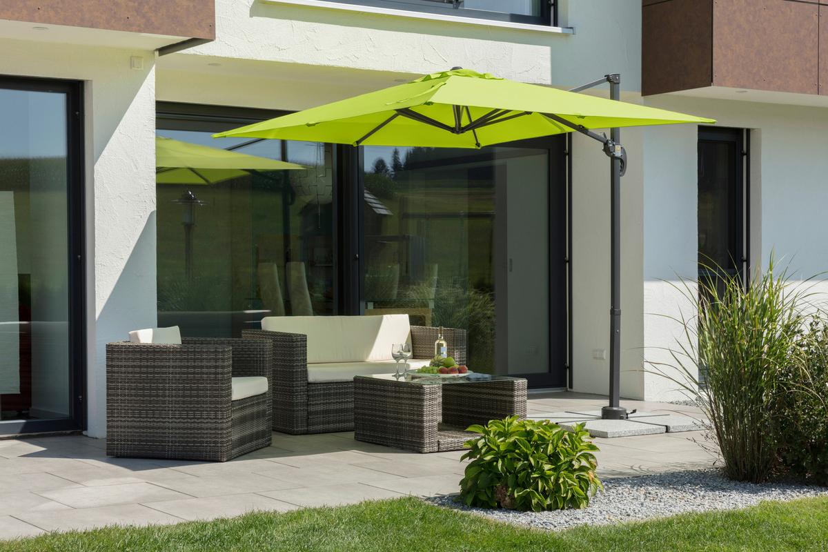 Ampelschirm Rhodos Junior BxHxT: 300x239x230 cm Apfelgrün - Anthrazit/Grün, Basics, Textil/Metall (300/239/230cm) - Schneider