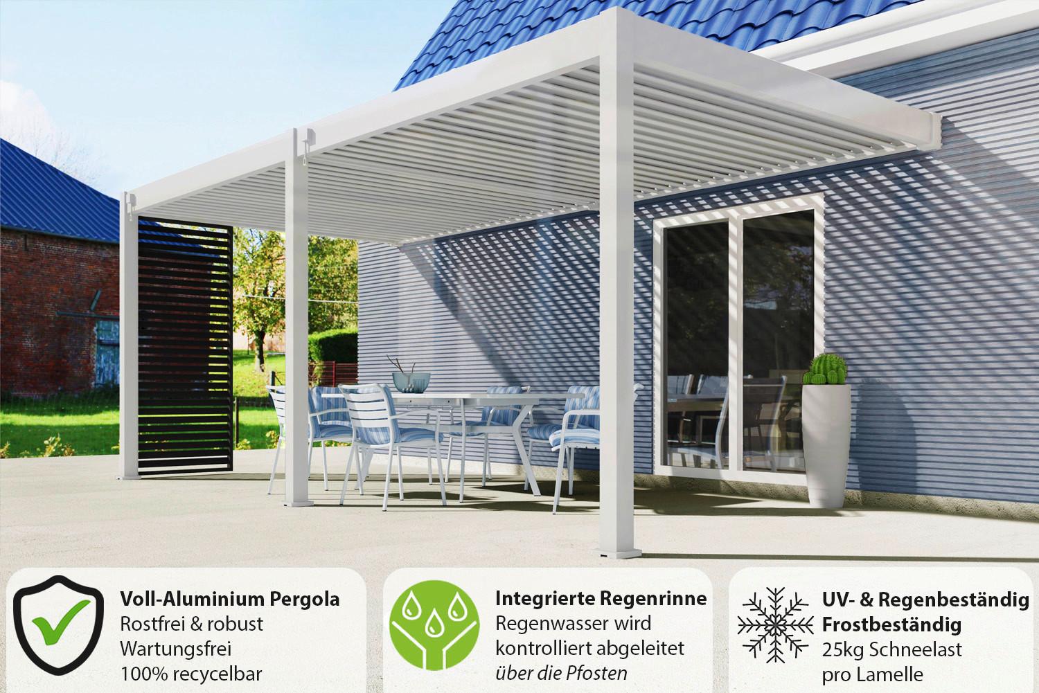 Pergola Deluxe Plus 600x400cm Sturmfest, Gartenpavillon - Weiß, Basics, Metall (600/266/400cm) - WEIDE