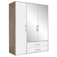 Kleiderschrank Mit Spiegel 3trg Lembo San Remo/Weiß B: 155 cm - Alufarben/Weiß, KONVENTIONELL, Glas/Holzwerkstoff (155/195/60cm)
